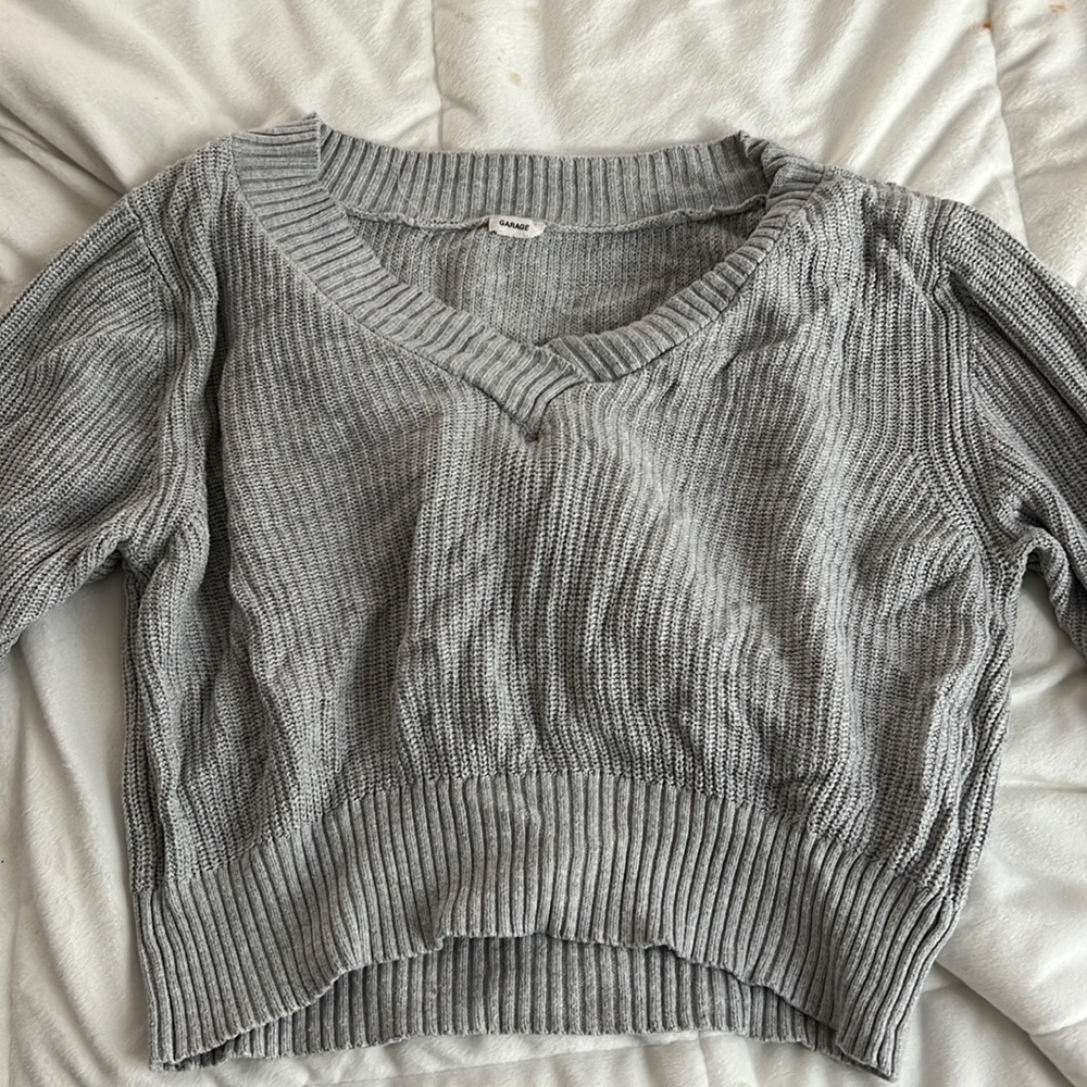 garage gray v neck sweater
